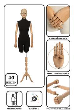 40 Beden Ahşap Kollu Pantolon Giyebilen Terzi Mankeni Vitrin Mankeni