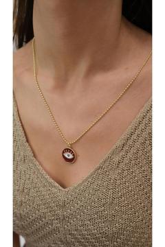 Gold Topçuk Zincir Nazar Boncuk Mineli Uzun Kolye