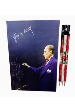 Atatürk Anıtkabir Türk Bayrağı Temalı A5 Çizgili 80 Yaprak Defter Ve 3 Lü Kurşun Kalem Seti