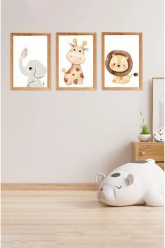 Notpa 3' Lü Tablo Set Çocuk Odası Fil,zürafa,aslan