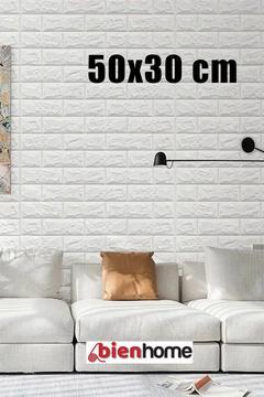 50x30 Cm 0,17 M² Kendinden Yapışkanlı Esnek Köpük Duvar Kağıdı Paneli 3d Boyutlu Tuğla Desen Beyaz