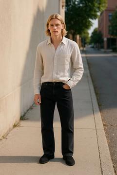 Erkek Siyah Slim Straight Likralı Jean Pantolon