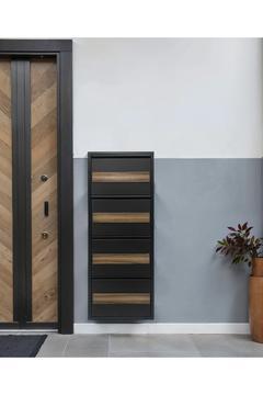 Dörtlü Metal Ayakkabılık Siyah Ahşap Natural Ceviz