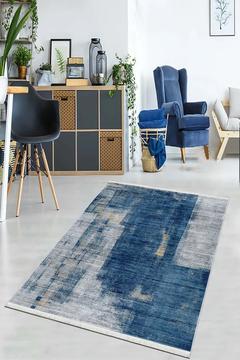 Lacivert Halı Salon Halısı Makinede Yıkanabilir Halı Kaymaz Taban Halı