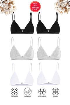 Özkan 0923 6'lı Paket Kız Çocuk Pamuklu Süprem Likralı Pedsiz Taşsız Alıştırma Sütyeni Karışık Renk