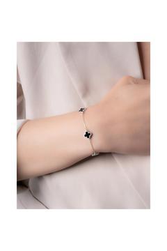 Siyah Sedef Taşlı 925 Ayar * Gümüş Bileklik