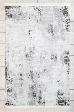 Modern Abstract Desenli Şönil Dokuma Halı Gri Yıkanabilir Saçaklı Kaymaz Taban Halı 7344