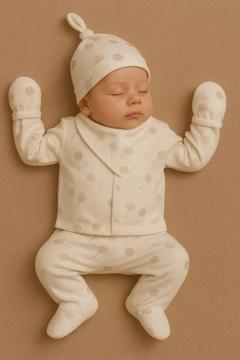 5'li Hastane Çıkışı Polen Desenli %100 Pamuklu Kumaş 0-3 Ay Unisex ,Erkek , Kız Bebek