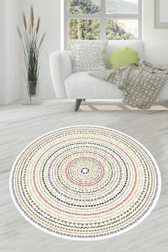 Broderie Çap Modern Tasarım Yıkanabilir Kaymaz Taban Halı Djth