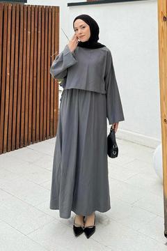 Etekli Tesettür Takım Gri