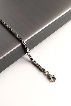 925 Ayar Gümüş Oksitli Kare Kral Zincir Bileklik 2 Mm 20 Cm