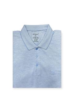 Ercan Erkek Büyük Beden Polo Yaka Cepli Pamuklu Mavi Renk T-shirt V-5 5005