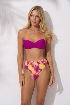 Yüksek Bel Straplez Bikini Takımı – Lotus Ebruli Wave | Dolgulu, Toparlayıcı, Plaj Şıklığı