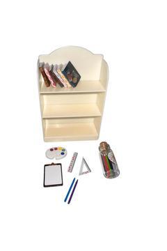 minyatür kütüphane dolap defter kalem