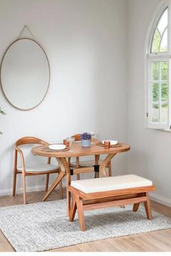 RİVA NATURAL AHŞAP BENCHLİ MASA SANDALYE TAKIMI 70X127 2 SANDALYELİ