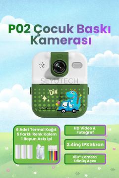 P02 Çocuk Kamerası Dijital HD Video Kayıt ve Fotoğraf Termal Resim Kağıt Baskılı Yazıcı