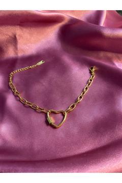Paslanmaz Çelik Gold Kalp Bileklik