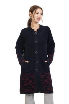 Yeni Sezon 2023/2024 Orta Yaş Kadın Düğmeli Lurex Angel Desen Triko Örgü Uzun Anne Hırka 8165