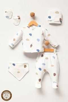 Puantiyeli Şık 5'li Yenidoğan Bebek Hastane Çıkış Seti