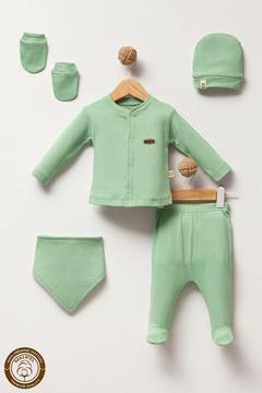 Nane Ferahlığı Su Yeşili 5'li Yenidoğan Bebek Hastane Çıkış Seti