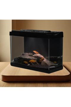 Siyah Akvaryum + Led Işık + Siyah Arkaplan + Siyah Bitki Kumu + Sürpriz Dekor Hediye (35cm)