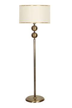 Konik Krem Eskitme Kaplama Çift Küre Metal Tek Ayaklı Lambader