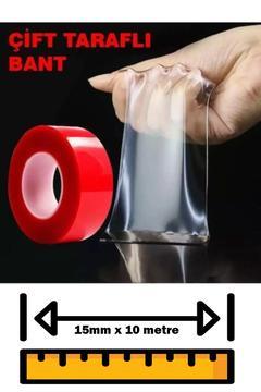 Çift Taraflı Bant Şeffaf Silikon Bant Güçlü Yapıştırıcı Montaj Bandı 15mm X 10 Metre