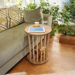 Peka Ahşap Ayaklı Zigon C Yan Koltuk Sehpası Çam