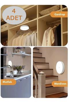 Hareket Sensörlü Usb Şarjlı Led Işık Aydınlatma Lamba Mutfak Salon Merdiven Yatak Odası Dolap İçi