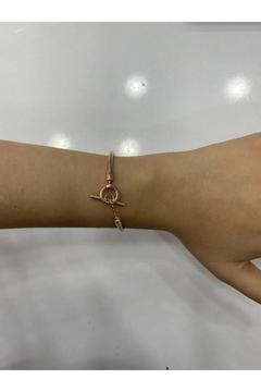 T Bar Yılan Zincir Rose Gümüş Bileklik