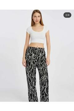 Yazlık Desenli Viskon Kumaş Beli Lastilkli Kadın Pantolon