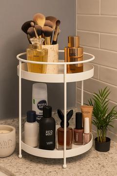 Beyaz 2 Katlı Banyo Kozmetik Takı Düzenleyici Çok Amaçlı Organizer 2 Katlı Düzenleyici