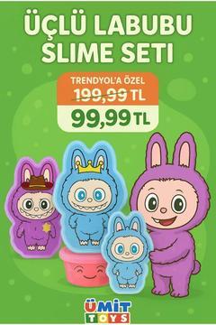 Labubu Hazır Slime Ele Yapışmaz 3 Adet Labubu Slaym Renkli, Yapışmaz, Eğlenceli Slime oyunu hamuru