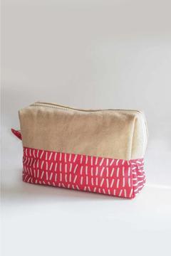 - Kırmızı Üzerine Çizgi Desenli %100 Pamuk Mini Çanta (KALEMLİK /CÜZDAN/MAKYAJ ÇANTASI)