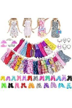 20 Parça Oyuncak Bebek Kıyafet Seti 4 Kıyafet, 4 Çift Ayakkabı, 8 Parça Aksesuar