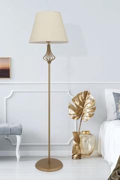 Josefa Beyaz Şapkalı Eskitme Modern Tasarım Ayaklı Abajur Lamba Metal Lambader