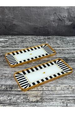 2 Kişilik Gold Detaylı Siyah Sunum Servis Tepsisi Desenli Tepsi Dekoratif DİKDÖRTGEN