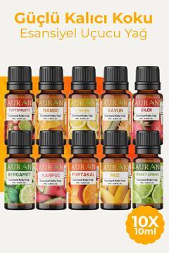 Meyveler 10'lu Set Saf Esansiyel Uçucu Yağ Buhurdanlık Yağı Buhar Makinesi Esansı Aroma 10x 10 ml