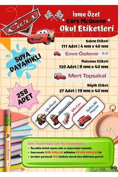 CARS MCQUUEN Okul Etiketi Defter Etiketi Kalem Etiketi Kişiye Özel Suya Dayanıklı İsim Yazılabilien