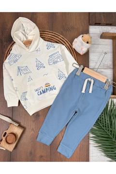 Mavi Camping Mevsimlik Kapüşonlu Kanguru Cep 2li Erkek Bebek Takım
