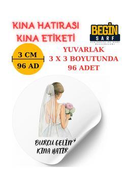 Kişiye Özel Kına Gelin Düğün Nişan Nikah Etiketi 3 CM 4 CM 5 CM 6 CM Yuvarlak Beyaz Kına001004