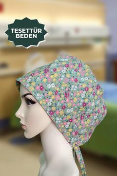 SUYEŞİLİÇİÇEKLİ Doktor Hemşire AşçıCerrahiBone Hastane Anne Bone Iş Bandanası Pamuklu Kumaş Lastikli