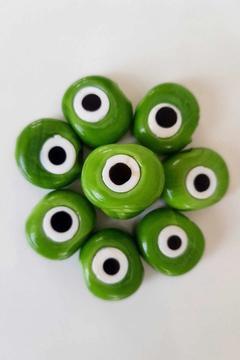 10 Adet Yeşil Renk Danagöz Cam Nazar Boncuğu 2,5 Cm Büyük Boy .