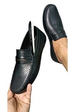 ERKEK ORTOPEDİK İÇ TABANLI DELİKLİ LOOFER SİYAH AYAKKABI