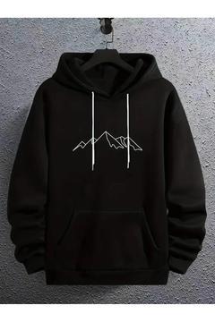 baskılı siyah oversize kapşonlu sweatshirt hoodie