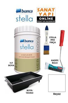 Stella Boya 4 Parçalı Set ( 1Lt Boya - Boya Tavası- Stella İpek Fırça - Kadife Rulo )