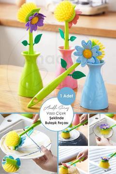 Vazolu Çiçek Şeklinde Bulaşık Temizlik Fırçası Banyo Mutfak Lavabo Bulaşık Temizleme Fırçası- 1 ADET