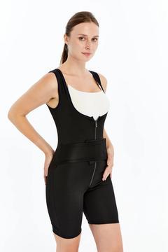 Sauna Termal Sporcu Fermuarlı Tulum Şort Korse