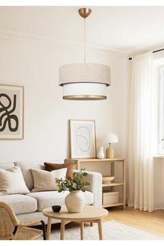 Kırçıllı Kumaş Gold Detaylı Tekli Sarkıt Avize