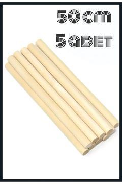 Yuli Craft 20mm (2cm) 5 Adet 50cm Yuvarlak Ahşap Çubuk, Makrome Çıta Sopa